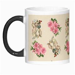 Retro Dog Floral Pattern Ecru Morph Mugs