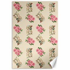 Retro Dog Floral Pattern Ecru Canvas 20  X 30 