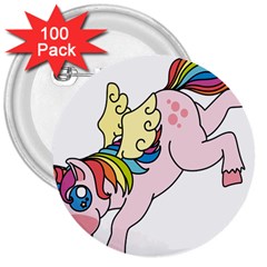 Unicorn Arociris Raimbow Magic 3  Buttons (100 pack) 