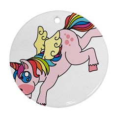 Unicorn Arociris Raimbow Magic Round Ornament (Two Sides)