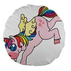 Unicorn Arociris Raimbow Magic Large 18  Premium Round Cushions