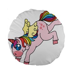 Unicorn Arociris Raimbow Magic Standard 15  Premium Flano Round Cushions