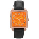 Pop Orange Rose Gold Leather Watch  Front