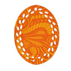 Pop Orange Ornament (oval Filigree) by ArtByAmyMinori