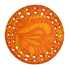 Pop Orange Ornament (round Filigree) by ArtByAmyMinori