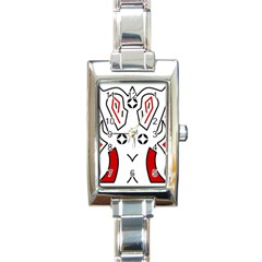 Traditional Art Torajan Pattern Rectangle Italian Charm Watch