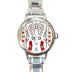 Traditional Art Torajan Pattern Round Italian Charm Watch