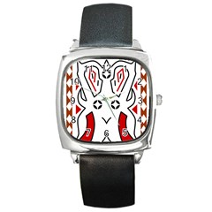 Traditional Art Torajan Pattern Square Metal Watch