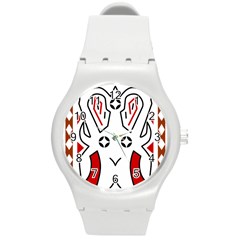 Traditional Art Torajan Pattern Round Plastic Sport Watch (M)