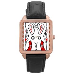 Traditional Art Torajan Pattern Rose Gold Leather Watch 