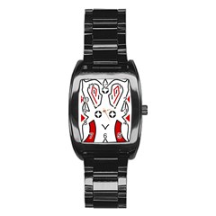 Traditional Art Torajan Pattern Stainless Steel Barrel Watch