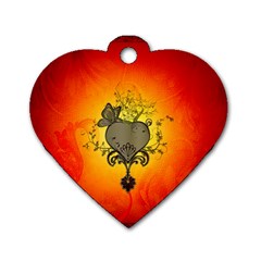 Wonderful Heart With Butterflies And Floral Elements Dog Tag Heart (one Side) by FantasyWorld7