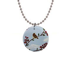 Robin On Plumb Tree Button Necklaces by lwdstudio