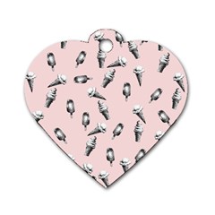 Ice Cream Pattern Dog Tag Heart (one Side) by Valentinaart