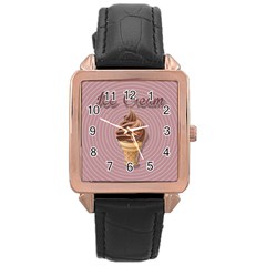 Pop Art Ice Cream Rose Gold Leather Watch  by Valentinaart