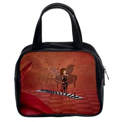 Cute Fairy Dancing On A Piano Classic Handbag (two Sides) by FantasyWorld7