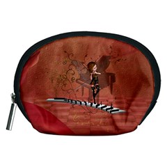 Cute Fairy Dancing On A Piano Accessory Pouch (medium) by FantasyWorld7