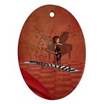 Cute Fairy Dancing On A Piano Oval Ornament (Two Sides) Front