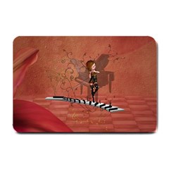 Cute Fairy Dancing On A Piano Small Doormat  by FantasyWorld7