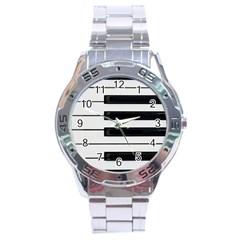 Keybord Piano Stainless Steel Analogue Watch