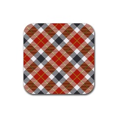 Smart Plaid Warm Colors Rubber Coaster (square)  by ImpressiveMoments