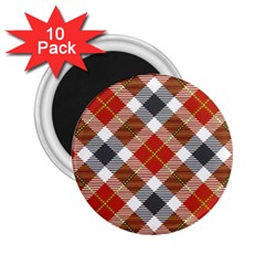 Smart Plaid Warm Colors 2 25  Magnets (10 Pack) 