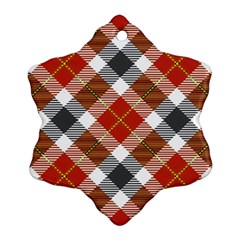 Smart Plaid Warm Colors Snowflake Ornament (two Sides) by ImpressiveMoments