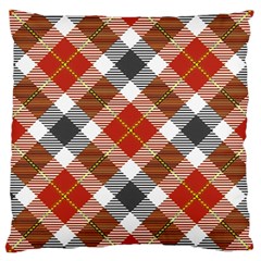 Smart Plaid Warm Colors Large Cushion Case (one Side) by ImpressiveMoments