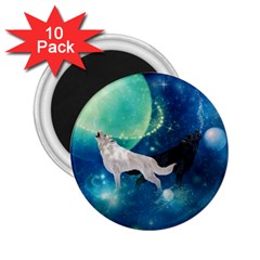 Awesome Black And White Wolf In The Universe 2 25  Magnets (10 Pack)  by FantasyWorld7