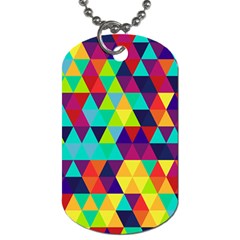 Bright Color Triangles Seamless Abstract Geometric Background Dog Tag (two Sides)