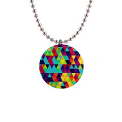 Bright Color Triangles Seamless Abstract Geometric Background Button Necklaces