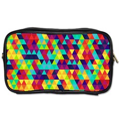 Bright Color Triangles Seamless Abstract Geometric Background Toiletries Bag (two Sides)