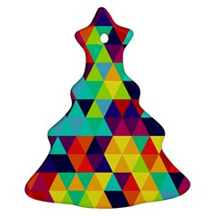 Bright Color Triangles Seamless Abstract Geometric Background Christmas Tree Ornament (two Sides)