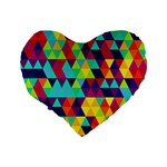 Bright Color Triangles Seamless Abstract Geometric Background Standard 16  Premium Heart Shape Cushions Back