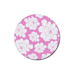 Beauty Flower Floral Pink Rubber Coaster (round) 