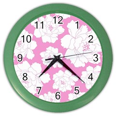 Beauty Flower Floral Pink Color Wall Clock by Alisyart