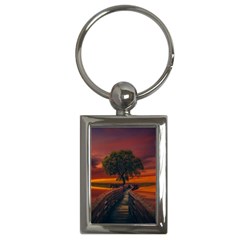 Wonderful Fantasy Sunset Wallpaper Tree Key Chains (rectangle) 