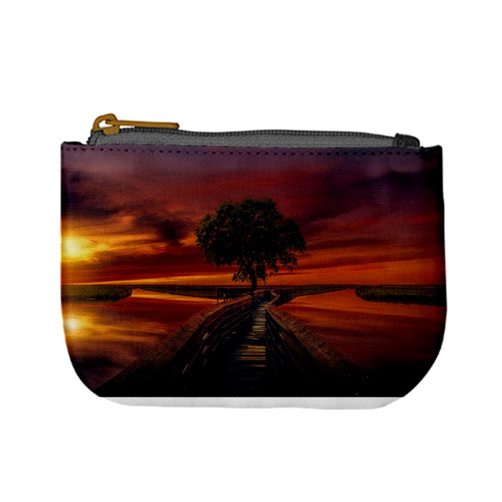 Wonderful Fantasy Sunset Wallpaper Tree Mini Coin Purse