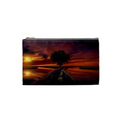 Wonderful Fantasy Sunset Wallpaper Tree Cosmetic Bag (small)