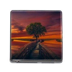 Wonderful Fantasy Sunset Wallpaper Tree Memory Card Reader (square 5 Slot)