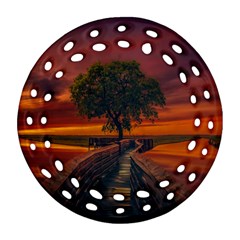 Wonderful Fantasy Sunset Wallpaper Tree Ornament (round Filigree)