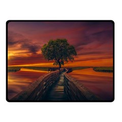 Wonderful Fantasy Sunset Wallpaper Tree Double Sided Fleece Blanket (small) 