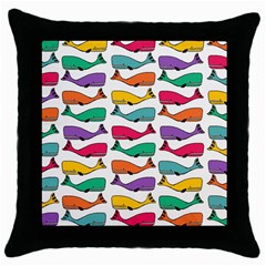 Fish Whale Cute Animals Throw Pillow Case (black) by Alisyart