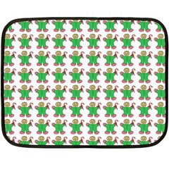 Gingerbread Men Seamless Green Background Fleece Blanket (mini) by Alisyart