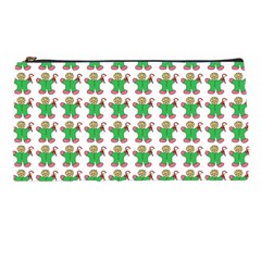 Gingerbread Men Seamless Green Background Pencil Cases