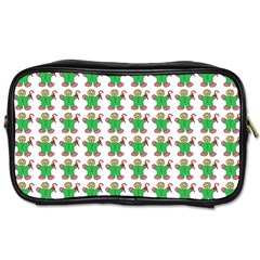 Gingerbread Men Seamless Green Background Toiletries Bag (one Side) by Alisyart