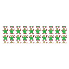 Gingerbread Men Seamless Green Background Satin Scarf (oblong)