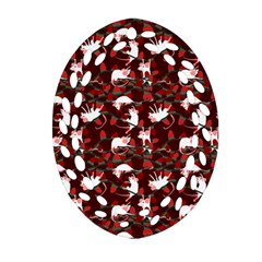 Cartoon Mouse Christmas Pattern Ornament (oval Filigree)