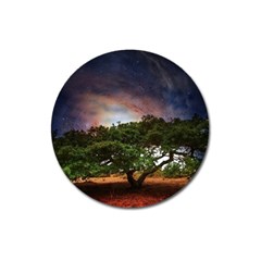 Lone Tree Fantasy Space Sky Moon Magnet 3  (Round)