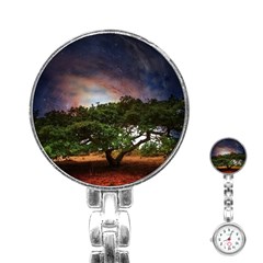 Lone Tree Fantasy Space Sky Moon Stainless Steel Nurses Watch by Alisyart